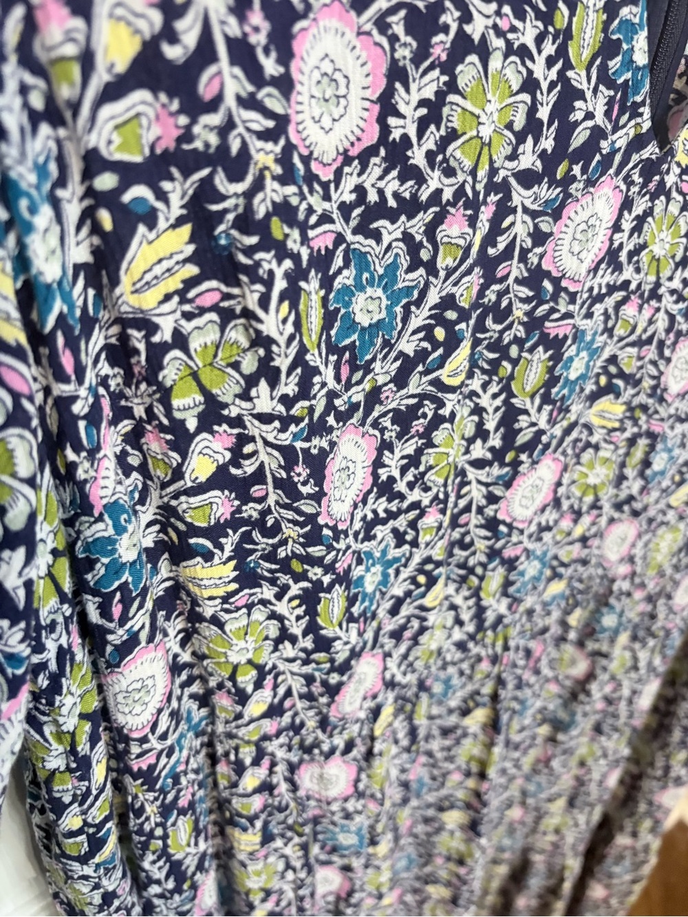 Boden Floral Maxi Dress Size 14 V-Neck Balloon Sleeve EcoVero Navy - Picture 6 of 11